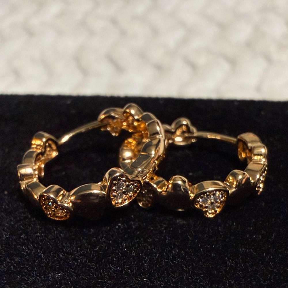 Pretty Bird Rose Gold Plated Heart Hoop Earrings